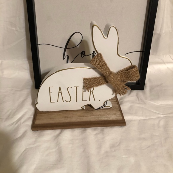 Rae Dunn Metal Easter bunny with burlap bow - Picture 4 of 6